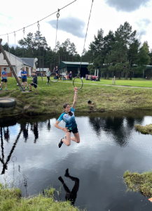 Swinging across the water