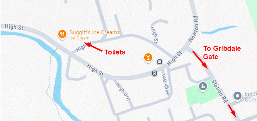 Map showing the location of the public toilets in Great Ayton